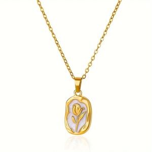 Elegant Stainless Steel Rose Necklace